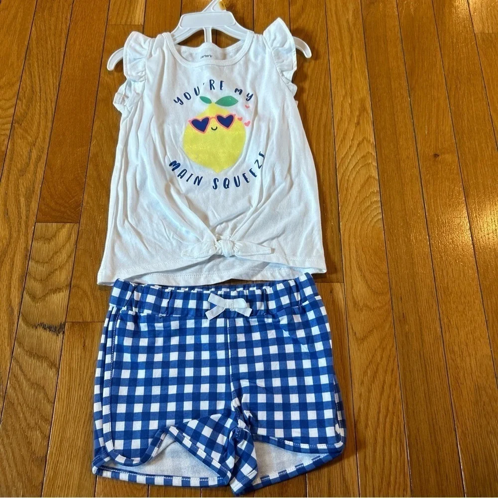 2 Matching Outfits New NWT Carter’s & Quiltex Tops Shorts Leggings Size 3T Girls